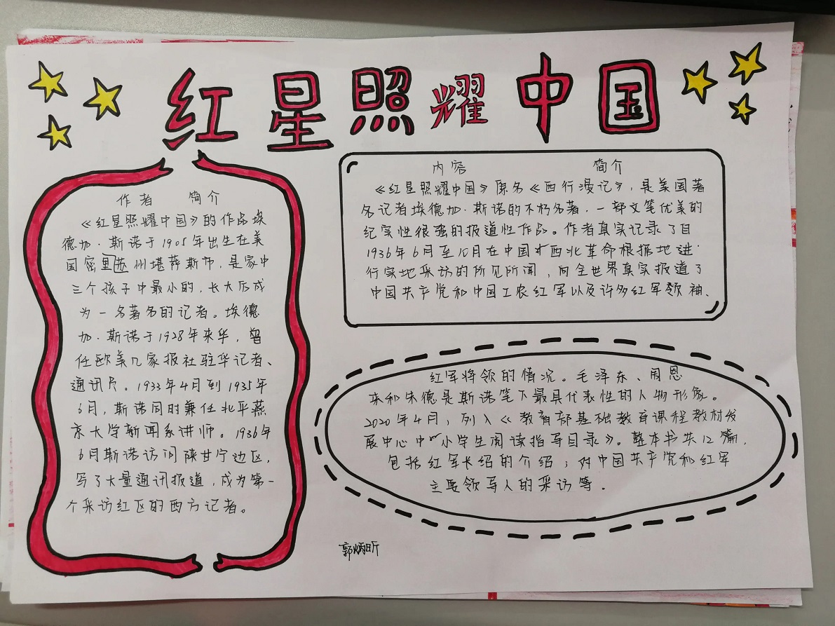 红星照耀中国初中生精美手抄报