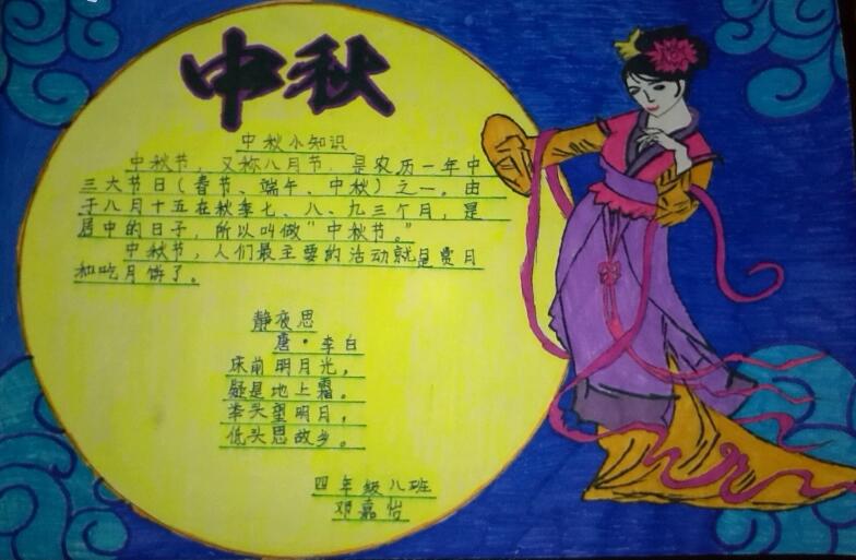 2021中秋节精美初中手抄报