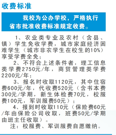2021赣州农业学校一般学费多少钱一年