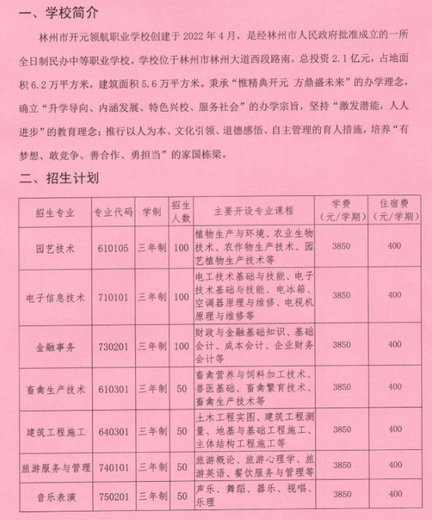 林州市开元领航职业学校招生章程