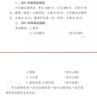 2021商丘中考体育项目