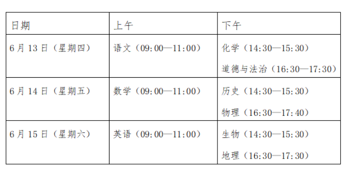 山东省中考时间2024年具体时间