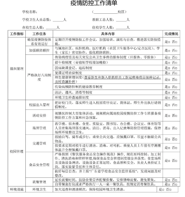 2021年广东省秋季学期学校疫情防控工作通知